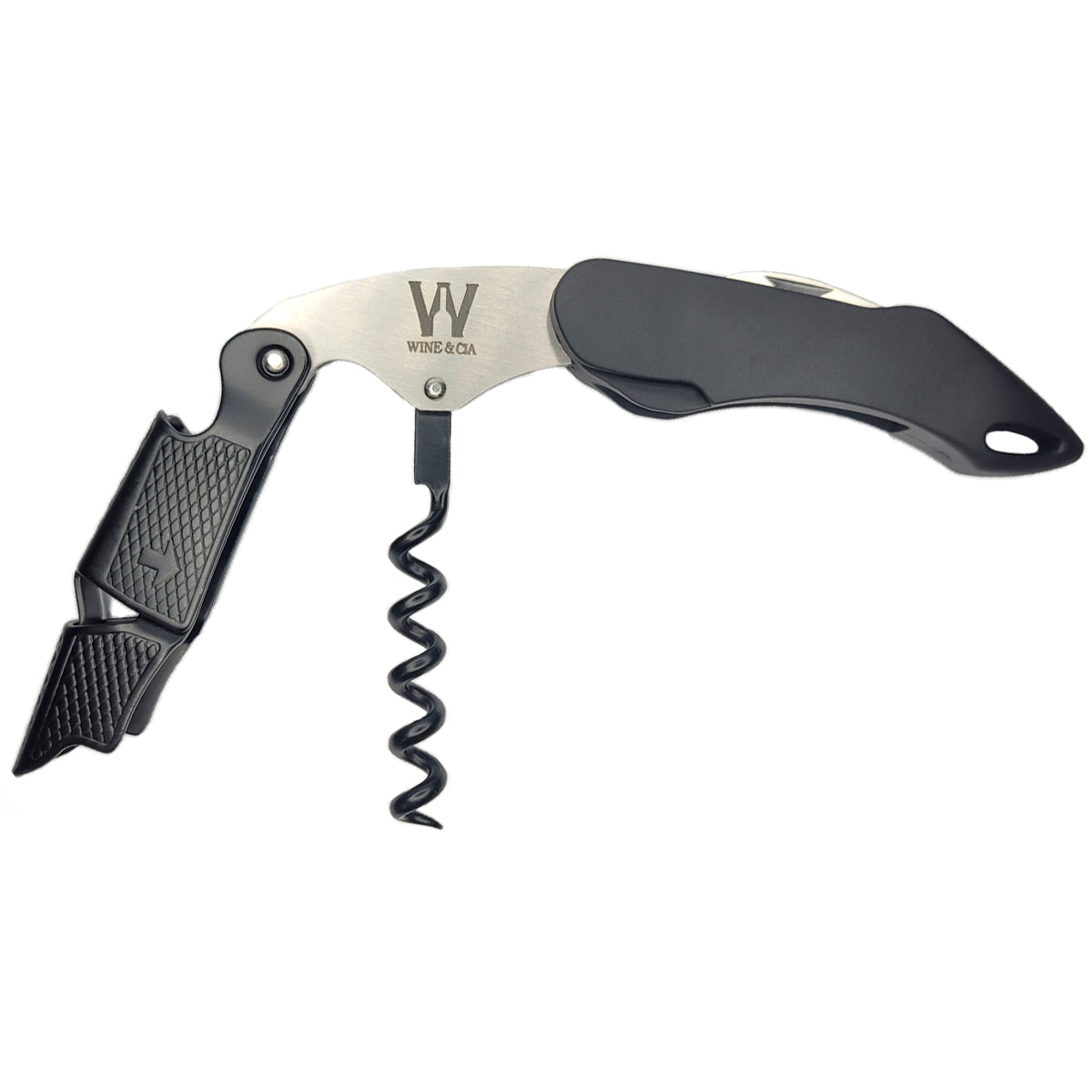Abridor de vinho profissional sommelier em aço 304 Preto ABS