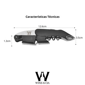 Abridor de vinho profissional sommelier em aço 304 Preto ABS