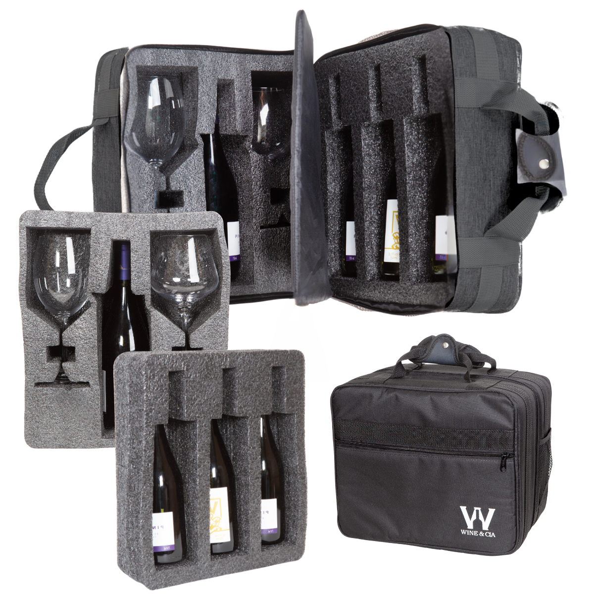 Mala Com Espuma Protetora EZ Trip Para Garrafas e/ou Taças