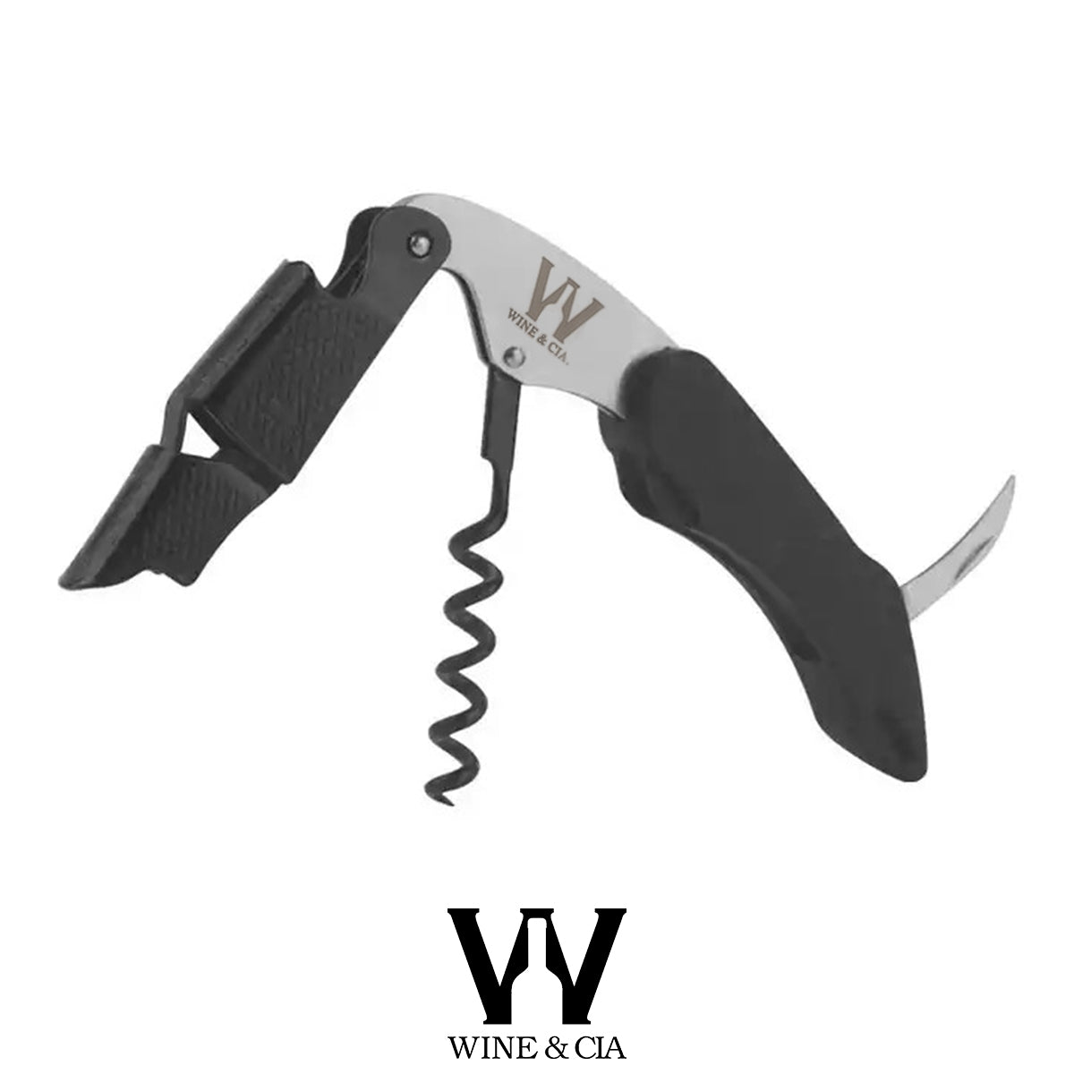 Abridor de vinho profissional sommelier em aço 304 Preto ABS