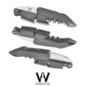 Abridor de vinho profissional sommelier em aço 304 Preto ABS