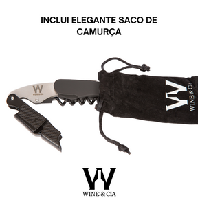 Abridor de vinho profissional sommelier em aço 304 Preto ABS