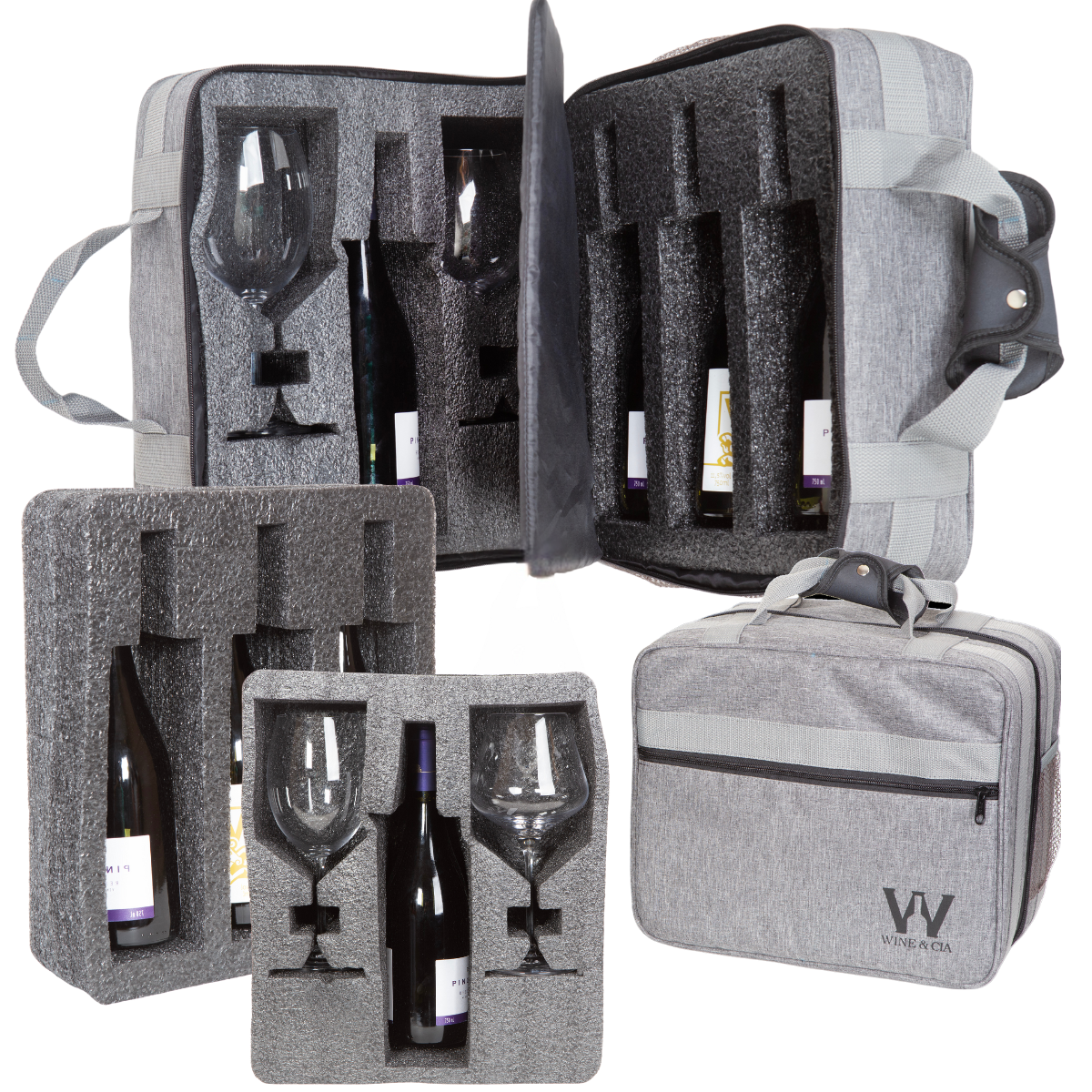 Mala Com Espuma Protetora EZ Trip Para Garrafas e/ou Taças