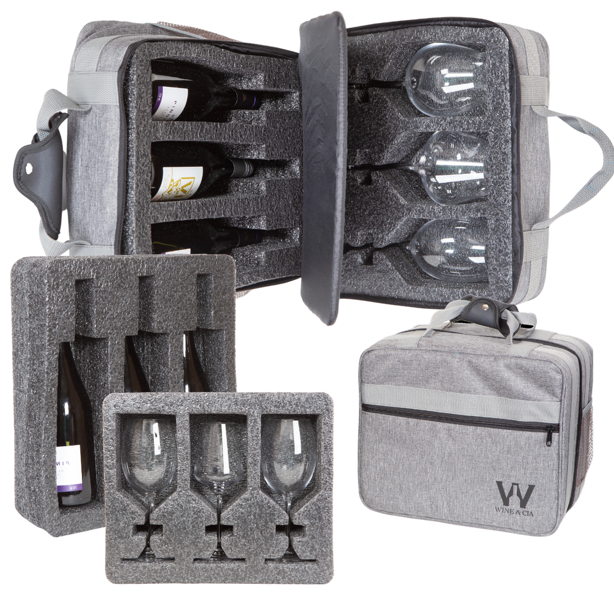 Mala Com Espuma Protetora EZ Trip Para Garrafas e/ou Taças