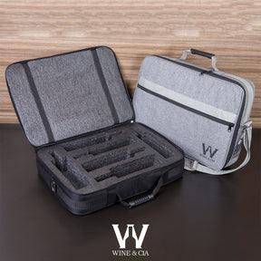 Mala Com Espuma Protetora Melhor Cia - Cinza 6 garrafas