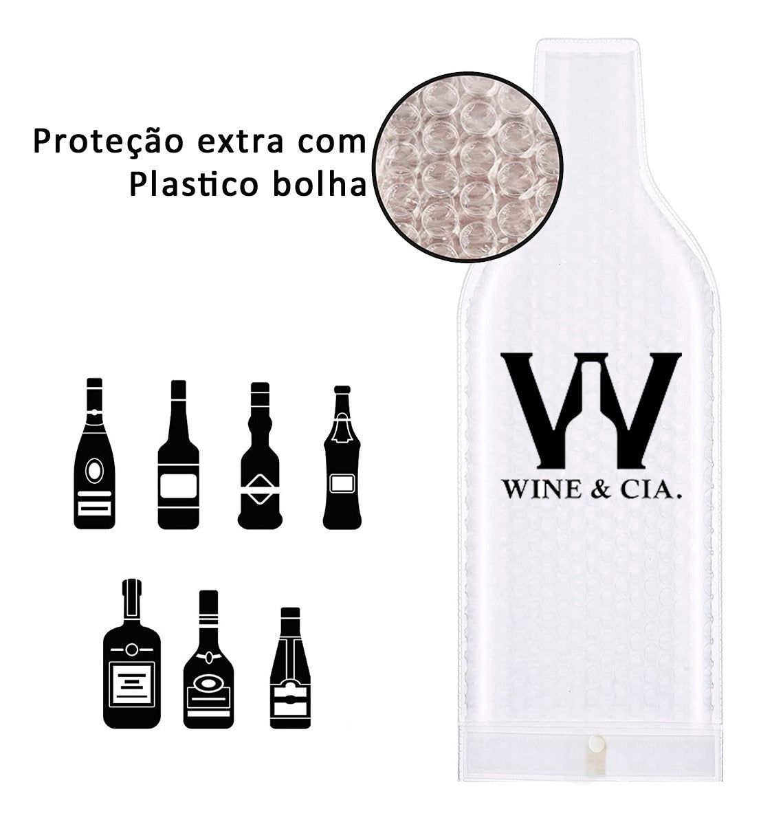 Kit Protetores De Garrafas Wine e Cia +3 Garrafas de Vinhos