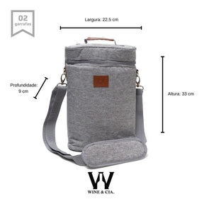 Bolsa Térmica Pinot Gris 2 Garrafas + 2 Garrafa de Vinho Exclusivas Kit Premium