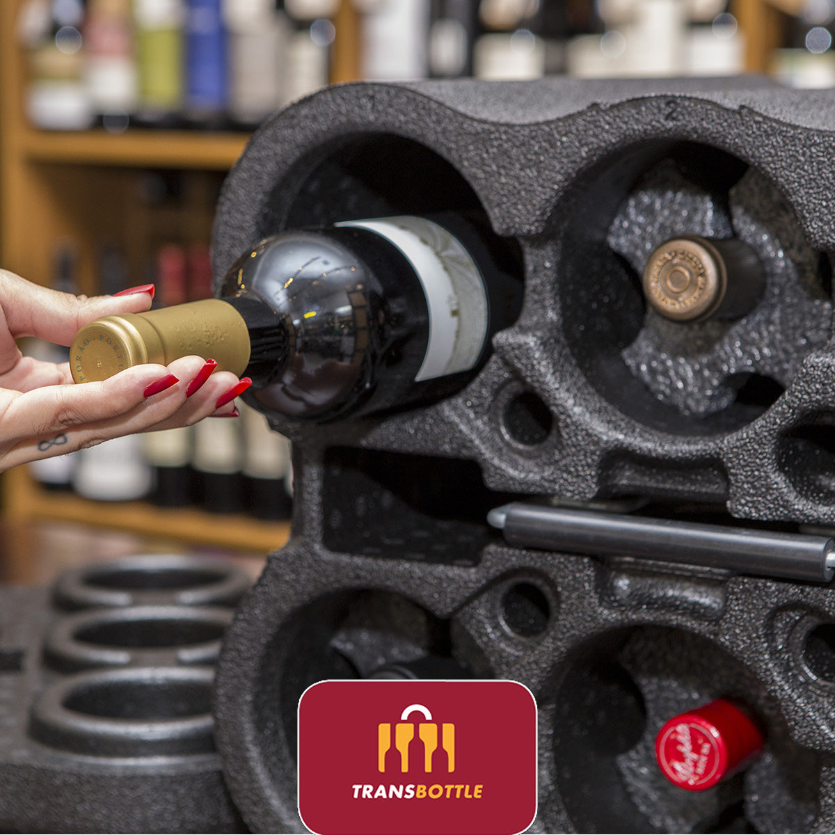 Transbottle Premium Case Para 6 Garrafas + Cadeado Safe Belt Vermelho