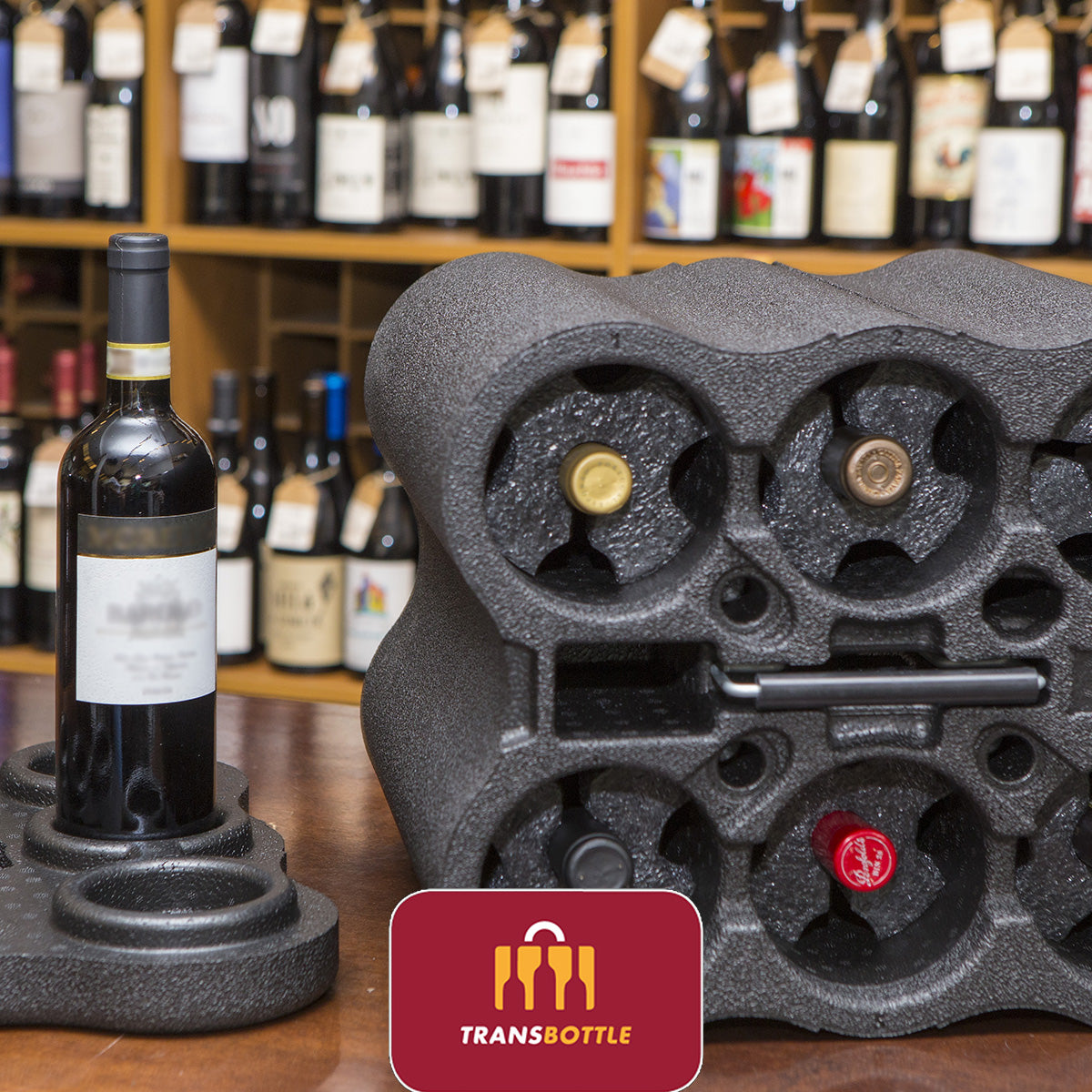 Transbottle Premium Case Para 6 Garrafas + Cadeado Safe Belt Vermelho